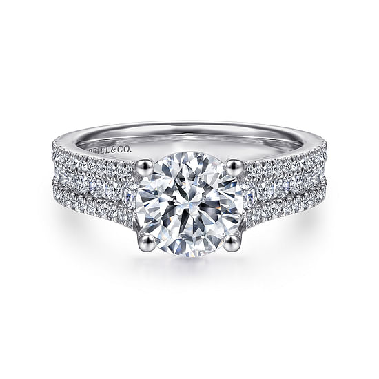 Gabriel - 14K White Gold Round Diamond Channel Set Engagement Ring