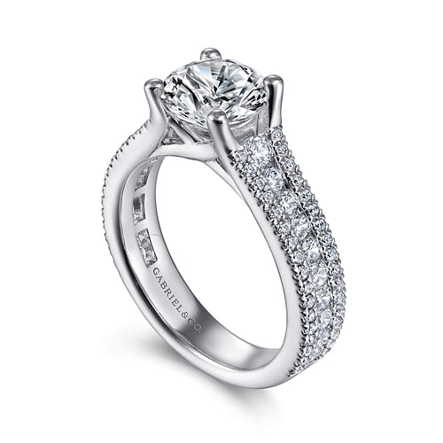 14K White Gold Round Diamond Channel Set Engagement Ring