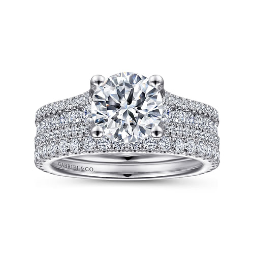 14K White Gold Round Diamond Channel Set Engagement Ring