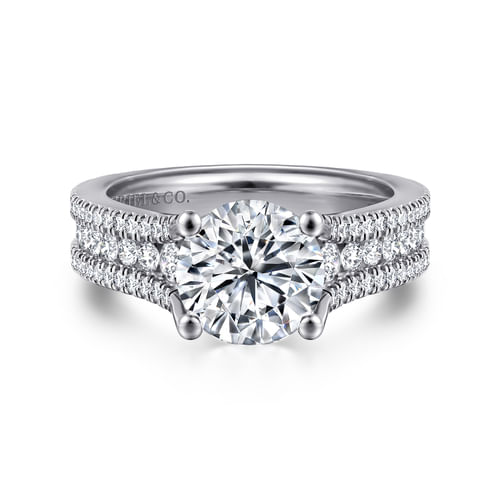 14K White Gold Round Diamond Channel Set Engagement Ring