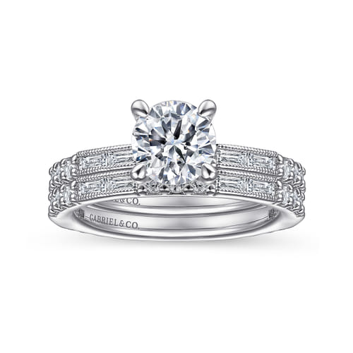 14K White Gold Round Diamond Channel Set Engagement Ring