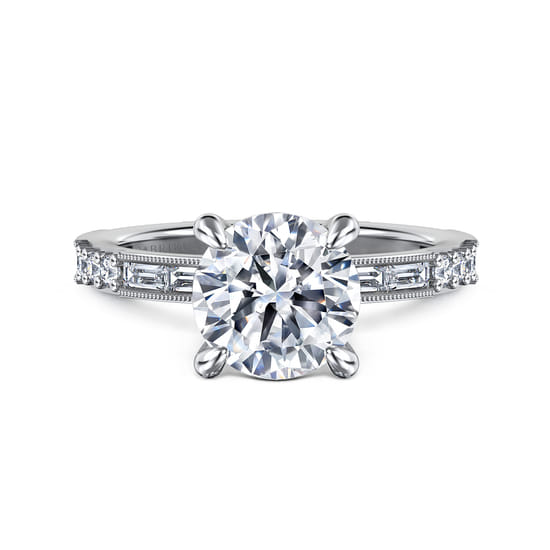 14K White Gold Round Diamond Channel Set Engagement Ring