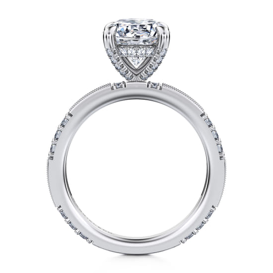 14K White Gold Round Diamond Channel Set Engagement Ring angle 2