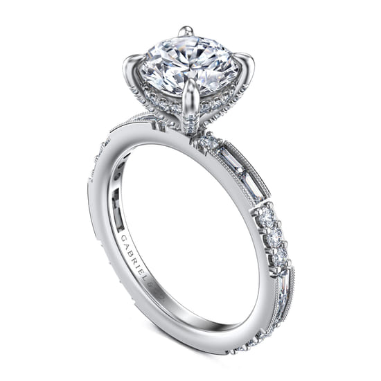 14K White Gold Round Diamond Channel Set Engagement Ring angle 3