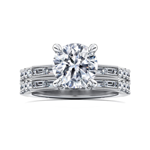 14K White Gold Round Diamond Channel Set Engagement Ring