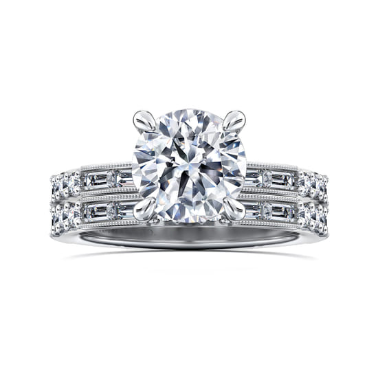 14K White Gold Round Diamond Channel Set Engagement Ring angle 4