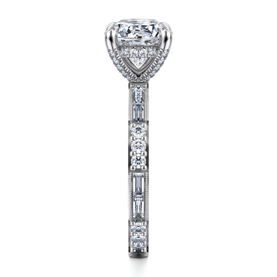 14K White Gold Round Diamond Channel Set Engagement Ring angle 5