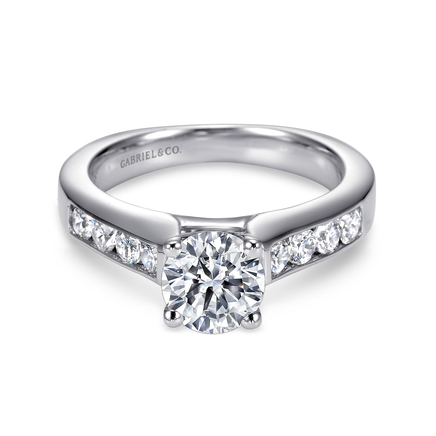 14K White Gold Round Diamond Channel Set Engagement Ring