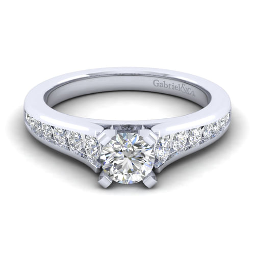 14K White Gold Round Diamond Channel Set Engagement Ring