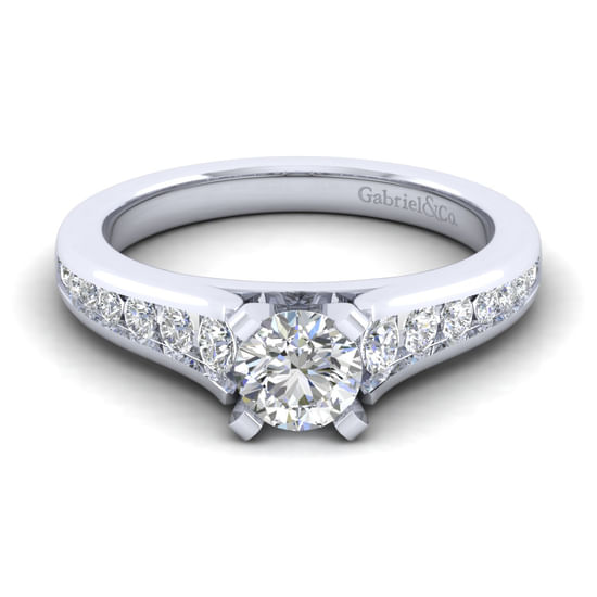 Gabriel - 14K White Gold Round Diamond Channel Set Engagement Ring