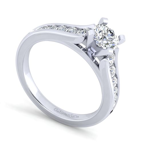 14K White Gold Round Diamond Channel Set Engagement Ring