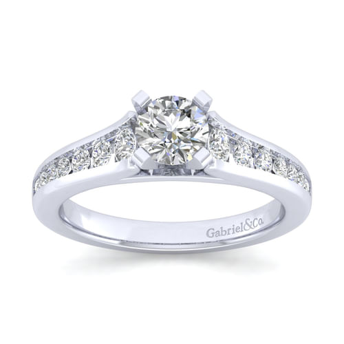 14K White Gold Round Diamond Channel Set Engagement Ring