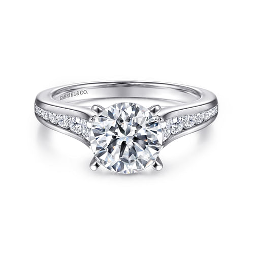 14K White Gold Round Diamond Channel Set Engagement Ring