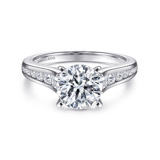 Gabriel - 14K White Gold Round Diamond Channel Set Engagement Ring