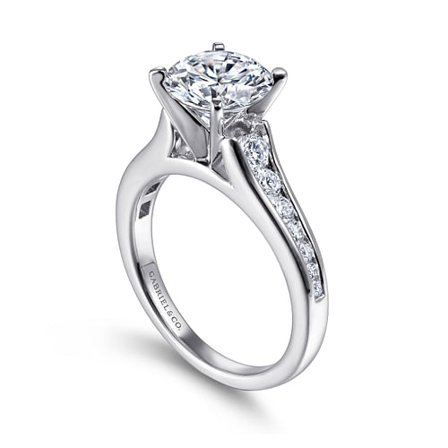 14K White Gold Round Diamond Channel Set Engagement Ring