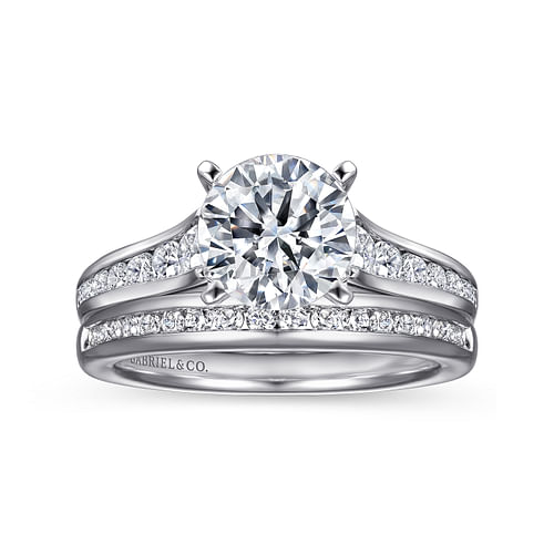 14K White Gold Round Diamond Channel Set Engagement Ring