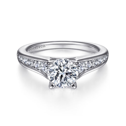 14K White Gold Round Diamond Channel Set Engagement Ring