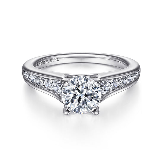 Gabriel - 14K White Gold Round Diamond Channel Set Engagement Ring