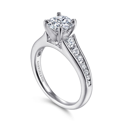 14K White Gold Round Diamond Channel Set Engagement Ring