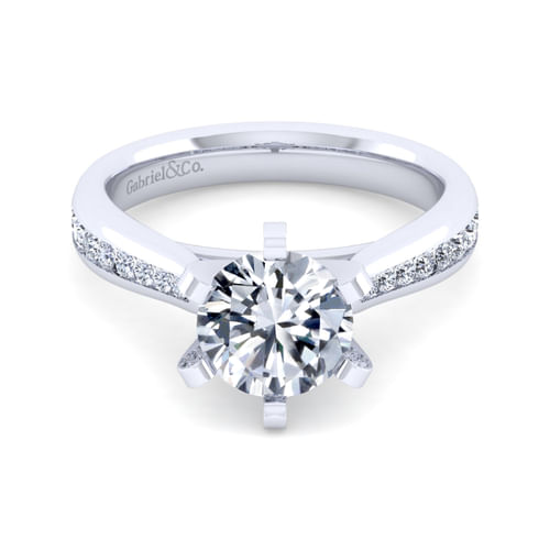 14K White Gold Round Diamond Channel Set Engagement Ring