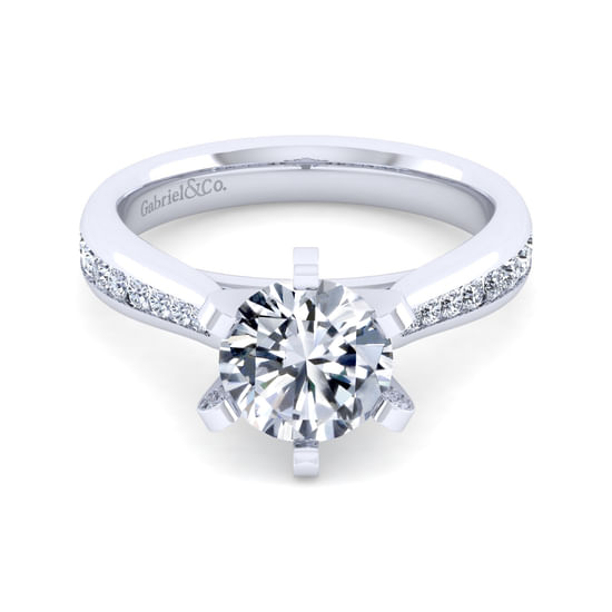 Gabriel - 14K White Gold Round Diamond Channel Set Engagement Ring