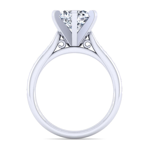 14K White Gold Round Diamond Channel Set Engagement Ring