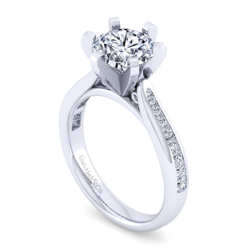 14K White Gold Round Diamond Channel Set Engagement Ring
