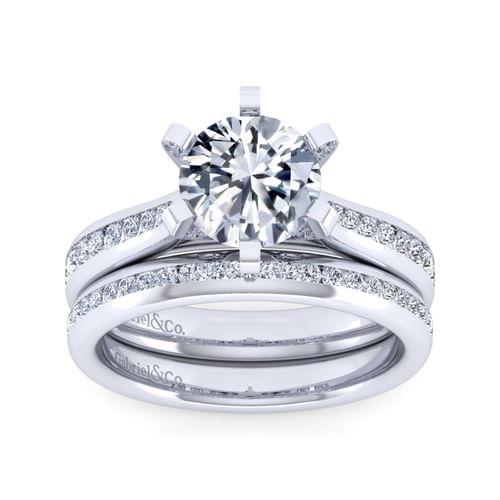 14K White Gold Round Diamond Channel Set Engagement Ring