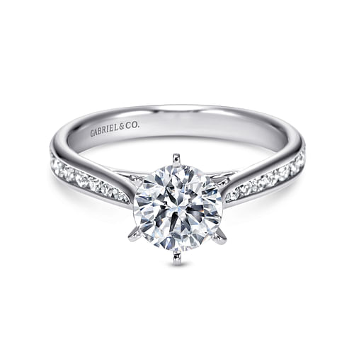 14K White Gold Round Diamond Channel Set Engagement Ring