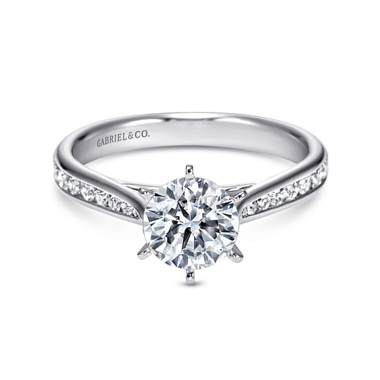 Gabriel - 14K White Gold Round Diamond Channel Set Engagement Ring