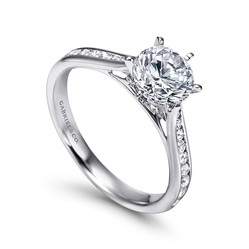 14K White Gold Round Diamond Channel Set Engagement Ring