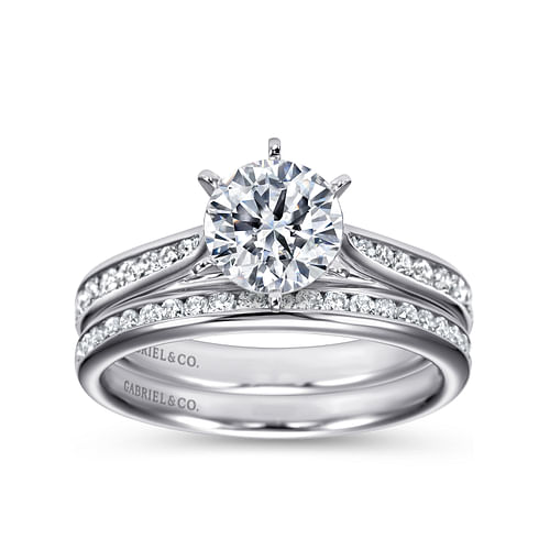 14K White Gold Round Diamond Channel Set Engagement Ring