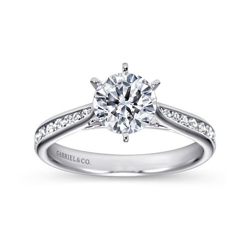 14K White Gold Round Diamond Channel Set Engagement Ring