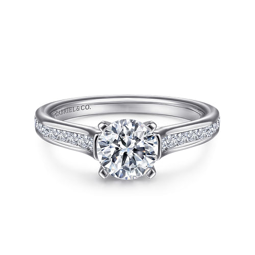 14K White Gold Round Diamond Channel Set Engagement Ring