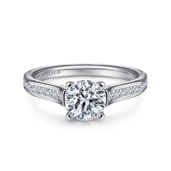 Gabriel - 14K White Gold Round Diamond Channel Set Engagement Ring