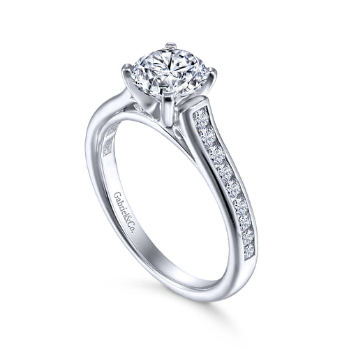 14K White Gold Round Diamond Channel Set Engagement Ring