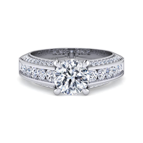 14K White Gold Round Diamond Channel Set Engagement Ring