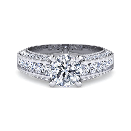 Gabriel - 14K White Gold Round Diamond Channel Set Engagement Ring