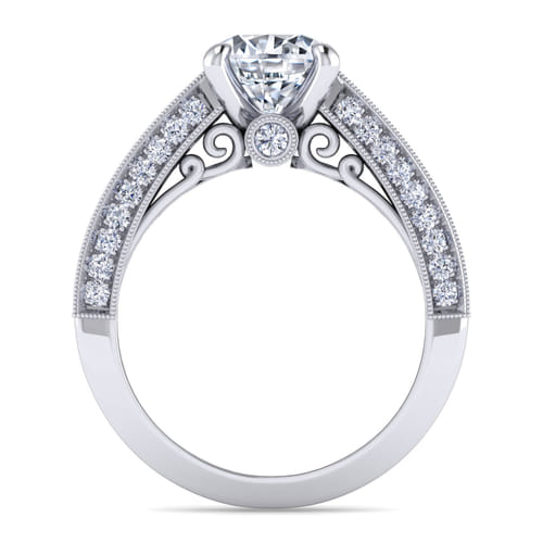 14K White Gold Round Diamond Channel Set Engagement Ring