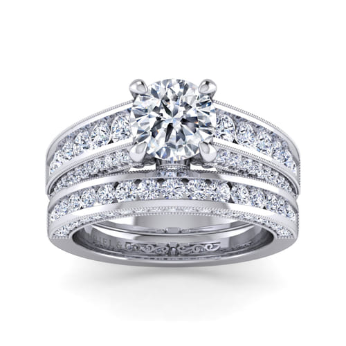 14K White Gold Round Diamond Channel Set Engagement Ring