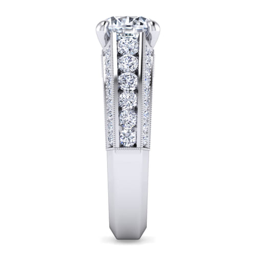14K White Gold Round Diamond Channel Set Engagement Ring