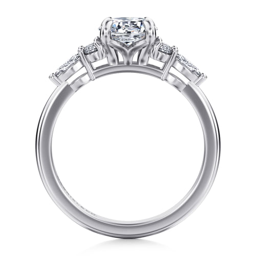 14K White Gold Round Diamond Cluster Engagement Ring