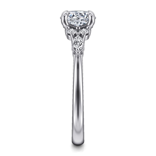 14K White Gold Round Diamond Cluster Engagement Ring