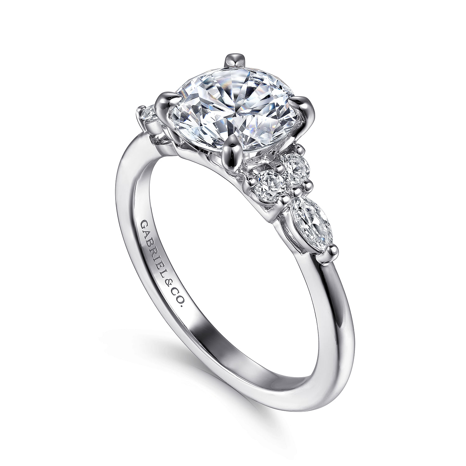 14K White Gold Round Diamond Cluster Engagement Ring