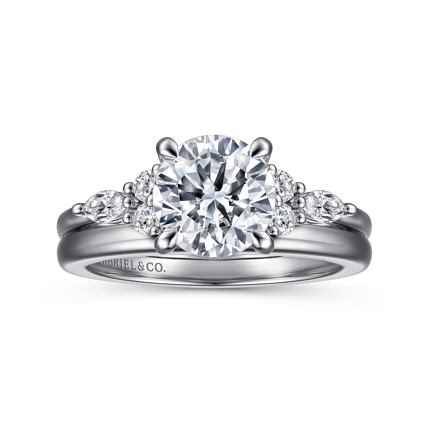 14K White Gold Round Diamond Cluster Engagement Ring