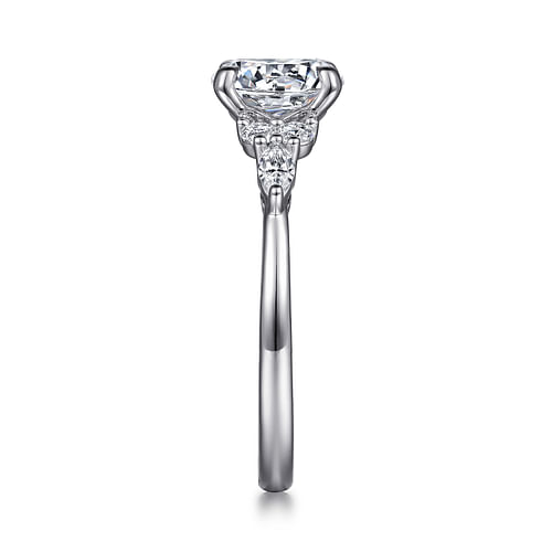 14K White Gold Round Diamond Cluster Engagement Ring
