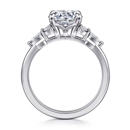 14K White Gold Round Diamond Cluster Engagement Ring