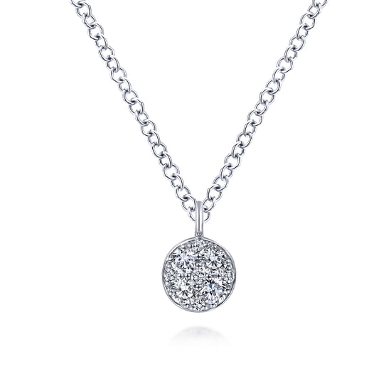 Gabriel - 14K White Gold Round Diamond Cluster Pendant Necklace
