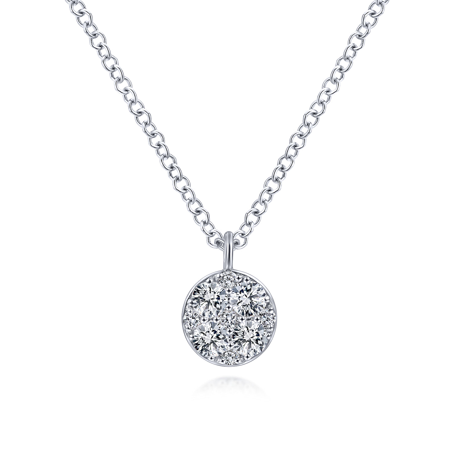 Gabriel - 14K White Gold Round Diamond Cluster Pendant Necklace