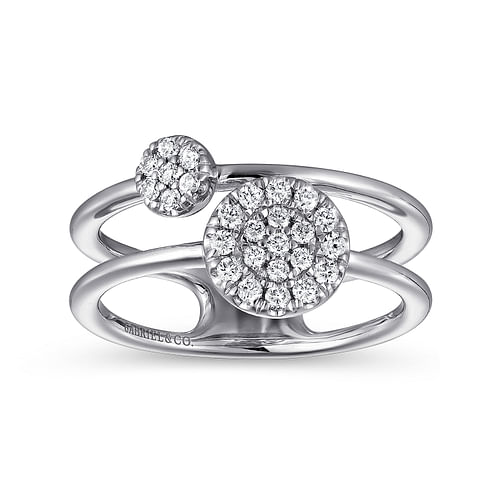 14K White Gold Round Diamond Cluster Station Ring